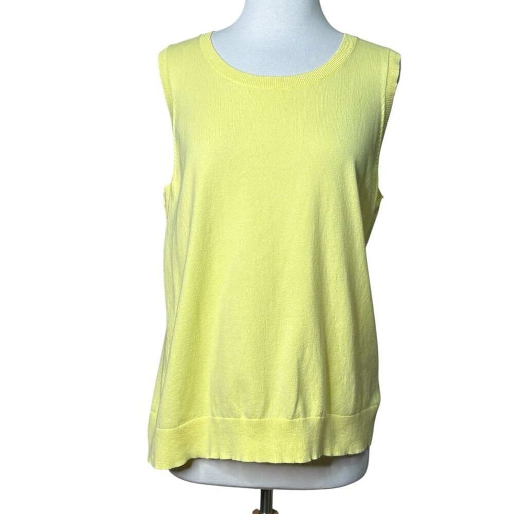 Talbots Womens Cotton Sweater Vest Plus Size 1XL Yellow